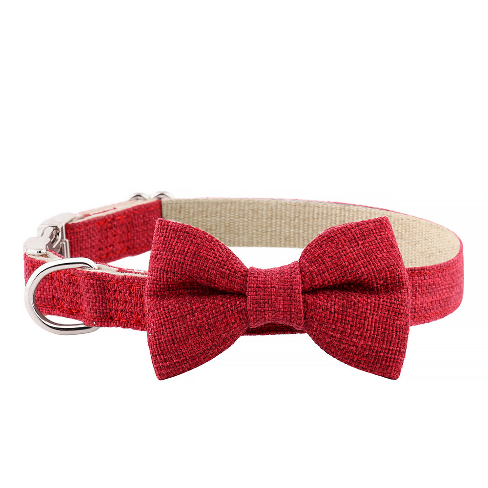 100% Organic Hemp Dog Collar With Matching Bow Tie - 10 Colors, 4 Sizes